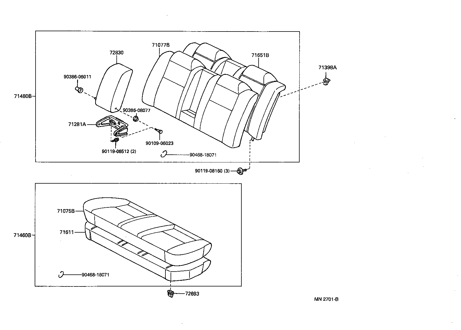 71305-32070 HINGE SUB-ASSY, REAR SEAT BACK, CENTER product image