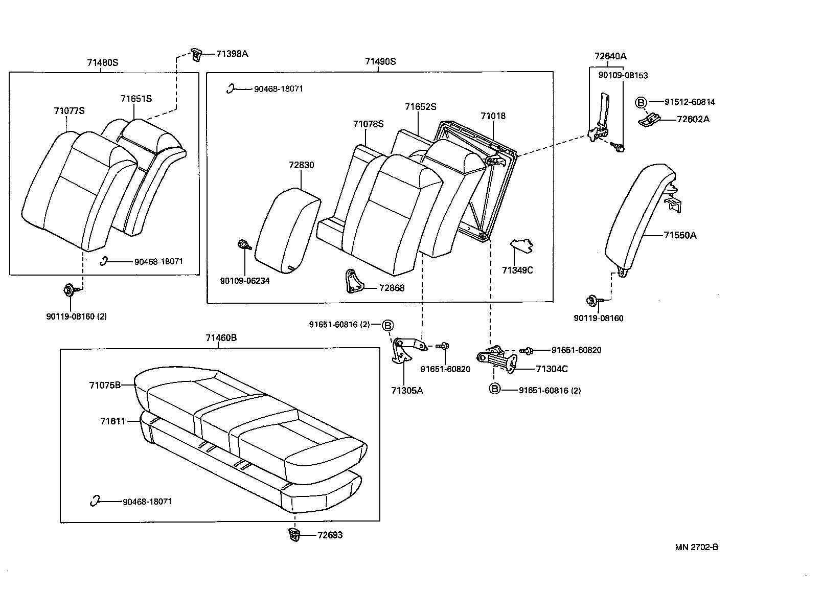 71305-32070 HINGE SUB-ASSY, REAR SEAT BACK, CENTER product image