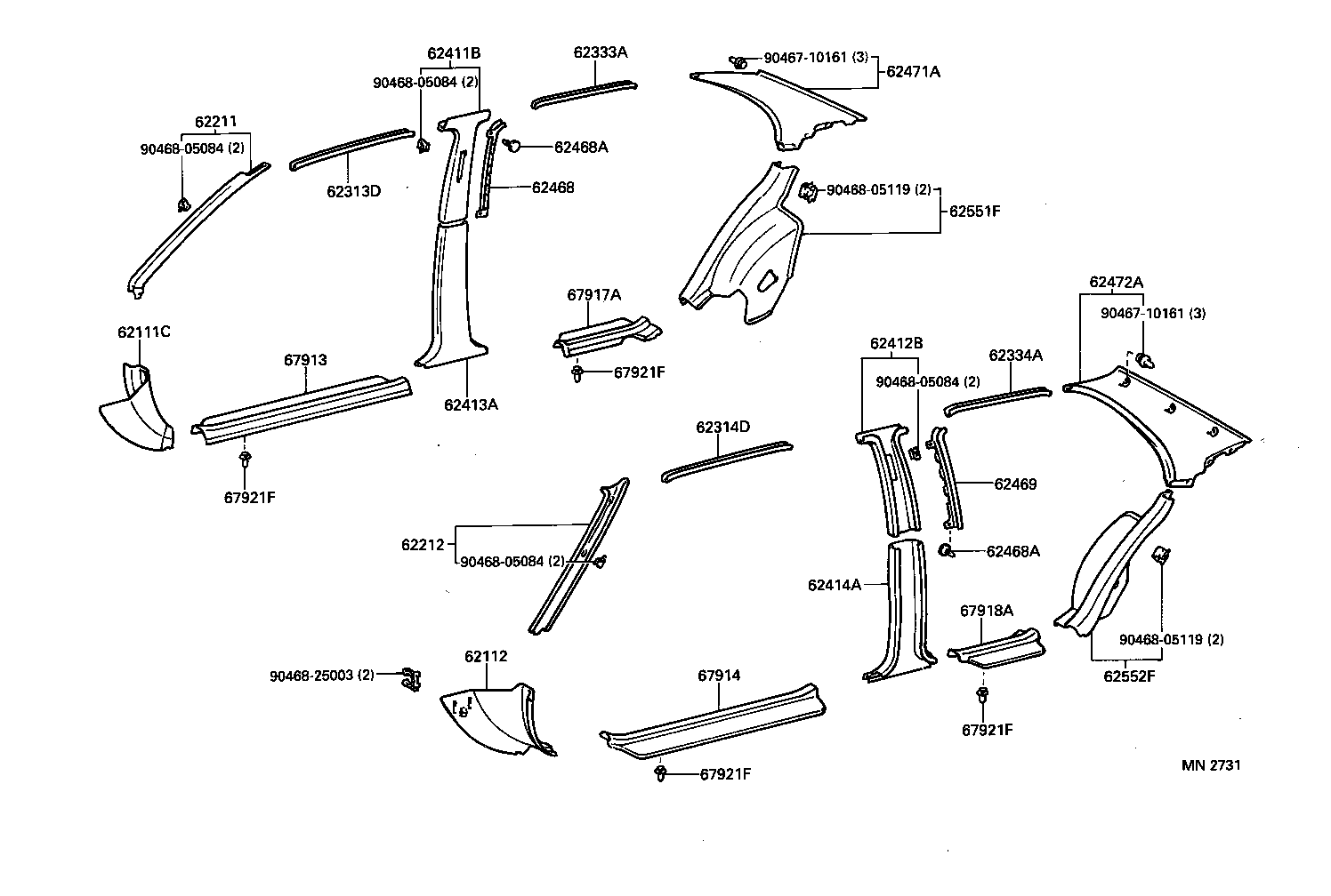 62313-16100-B2 TRIM, FRONT DOOR OPENING, RH product image