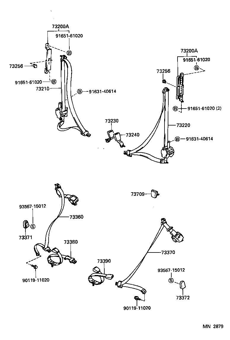 73230-12640-B0 BELT ASSY, FRONT SEAT INNER, RH product image