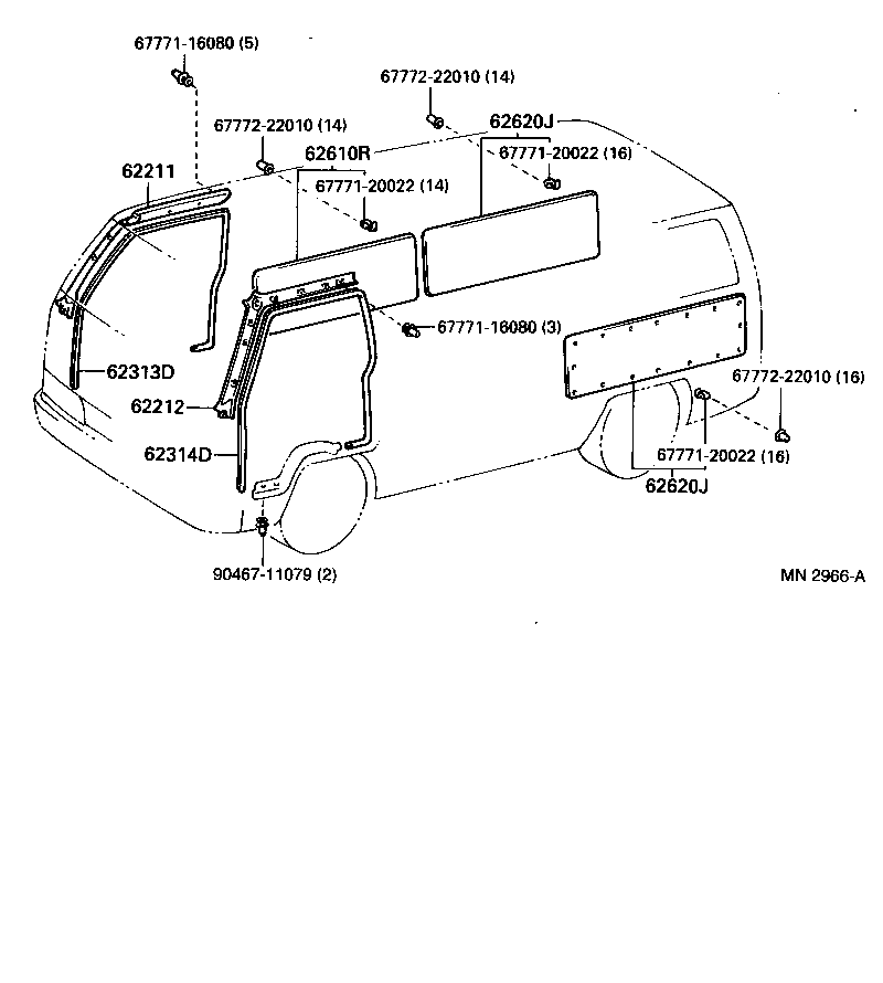 62333-37010-B0 TRIM, REAR DOOR OPENING, RH product image