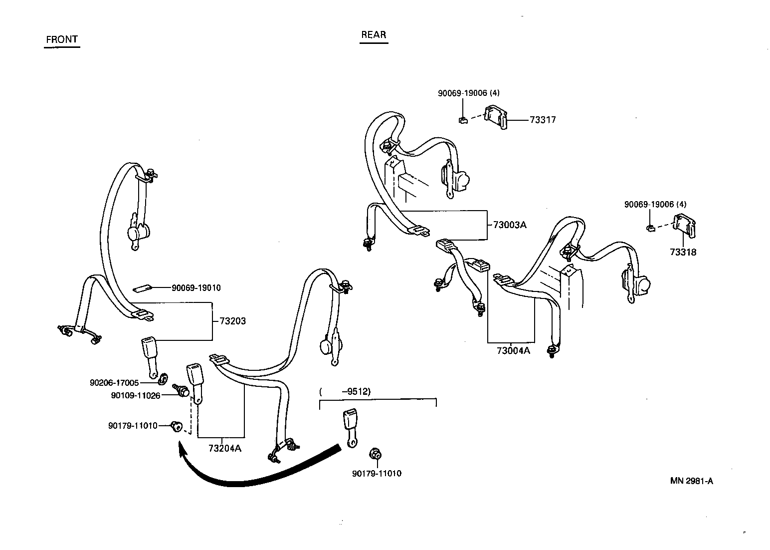 73204-0W020 BELT SET, FRONT SEAT, LH product image