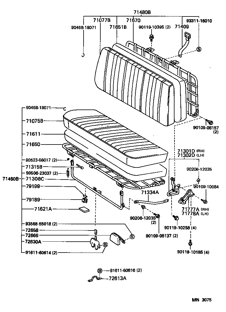 71502-37020 PAD, FRONT SEAT CUSHION, LH (FOR SEPARATE TYPE) product image