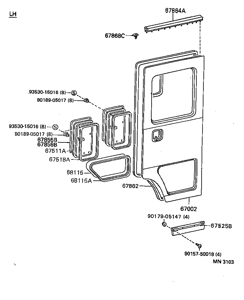 68111-25010 GLASS SUB-ASSY, FRONT DOOR, RH product image
