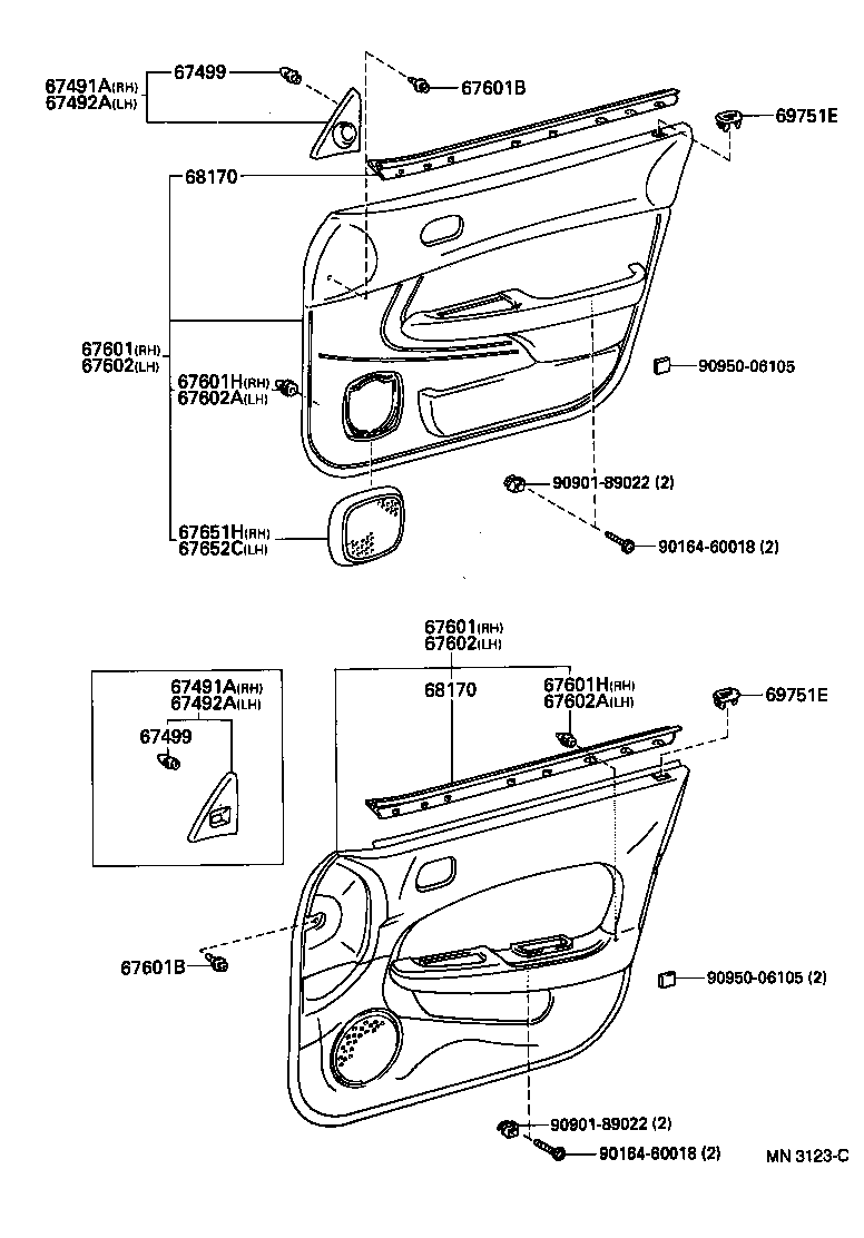 67495-12210 COVER, FRONT DOOR FRONT LOWER FRAME, UPPER RH product image