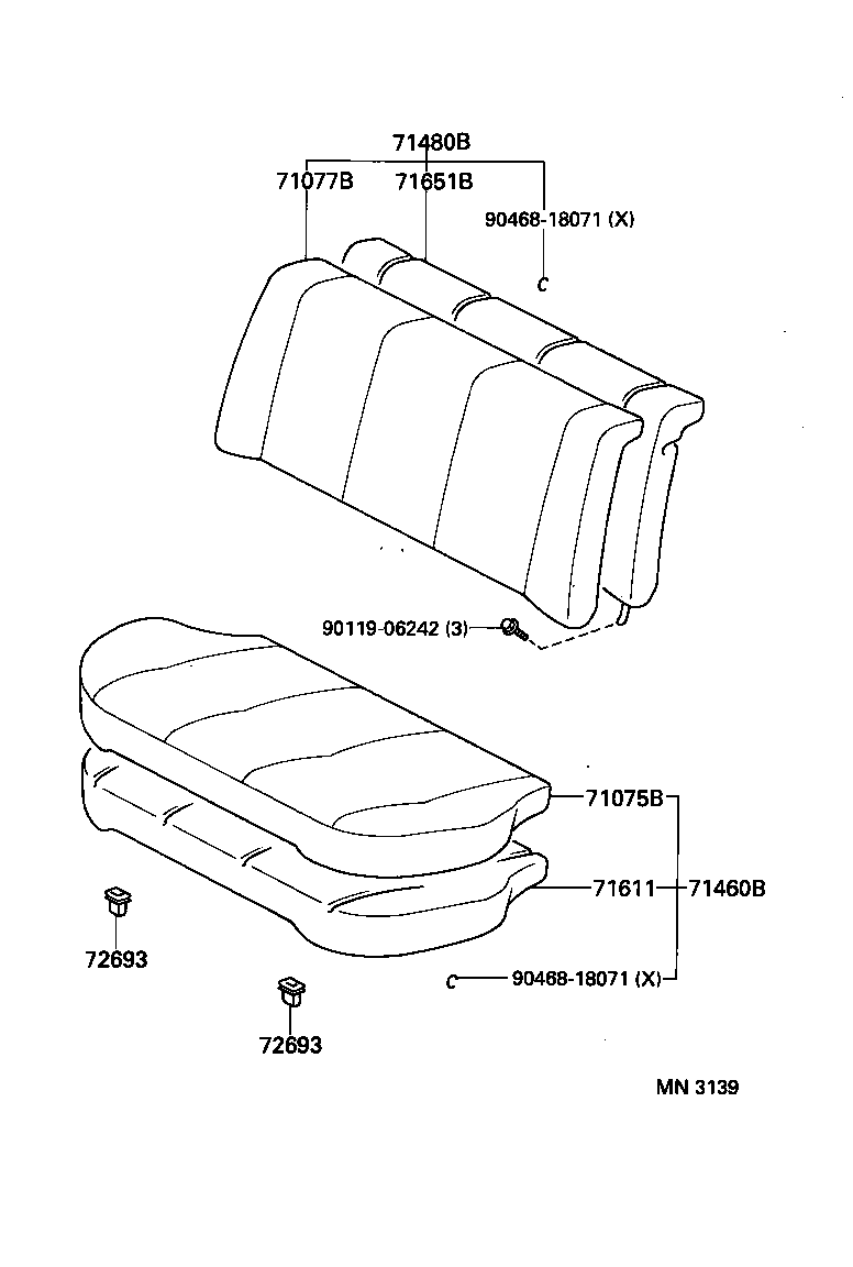 71017-12540 FRAME SUB-ASSY, REAR SEAT BACK, RH product image