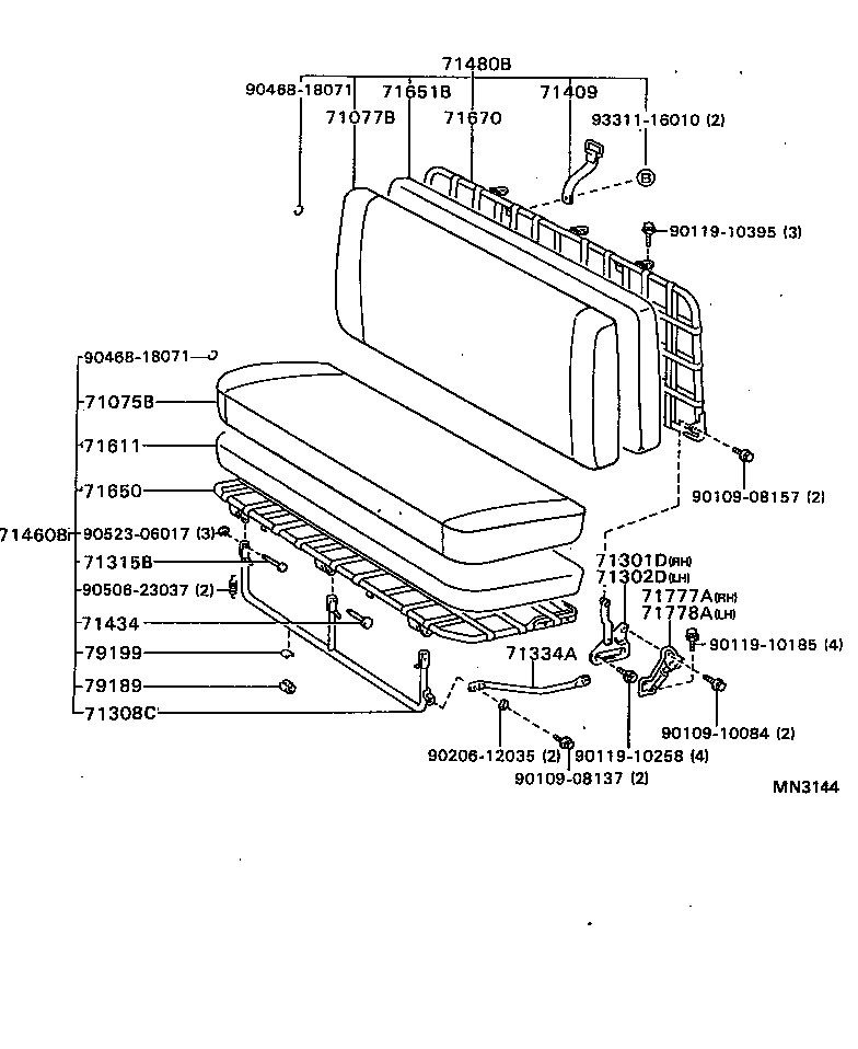 71501-37010 PAD, FRONT SEAT CUSHION, RH(FOR SEPARATE TYPE) product image