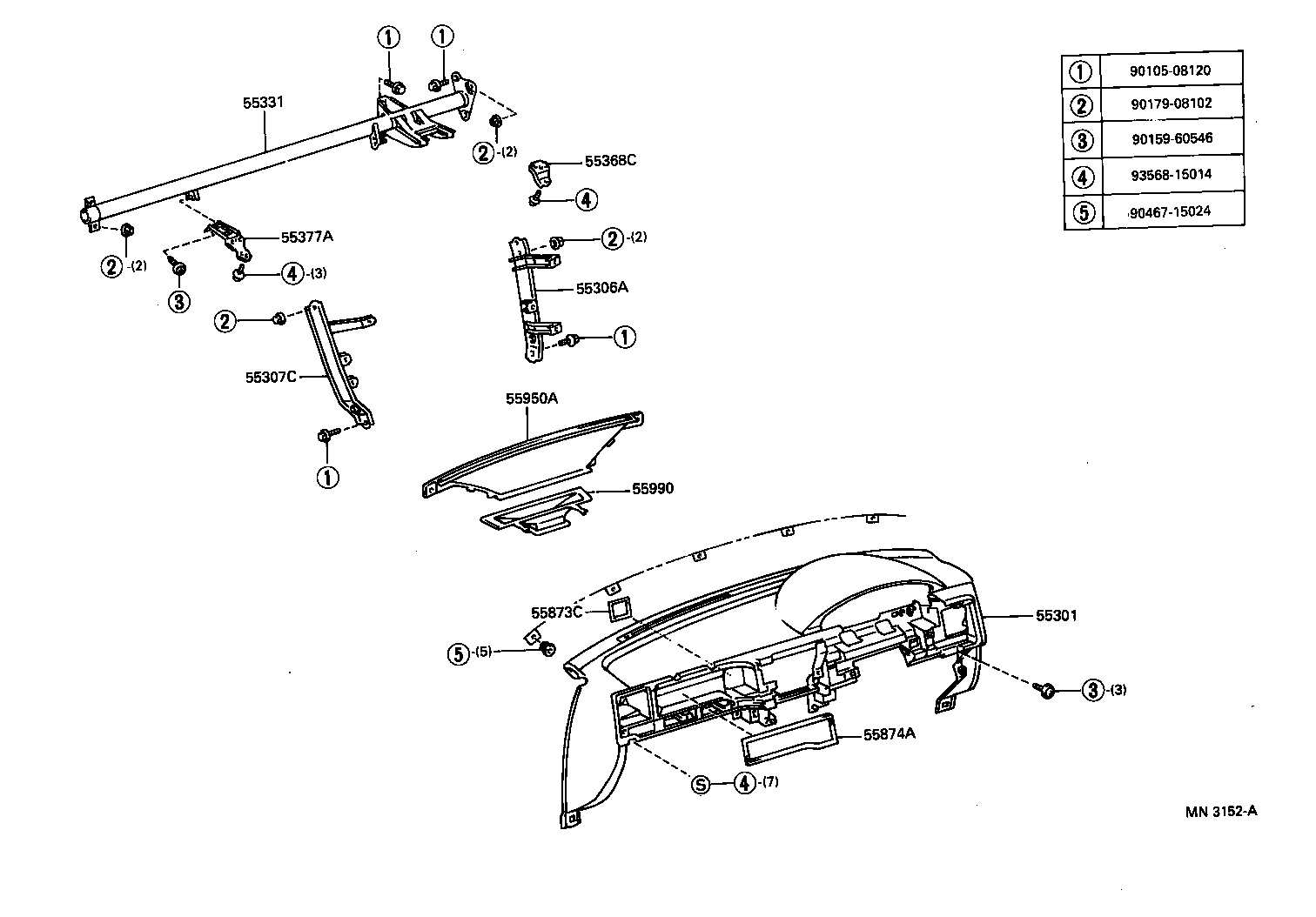 55307-12240 BRACE SUB-ASSY, INSTRUMENT PANEL, NO.2 product image