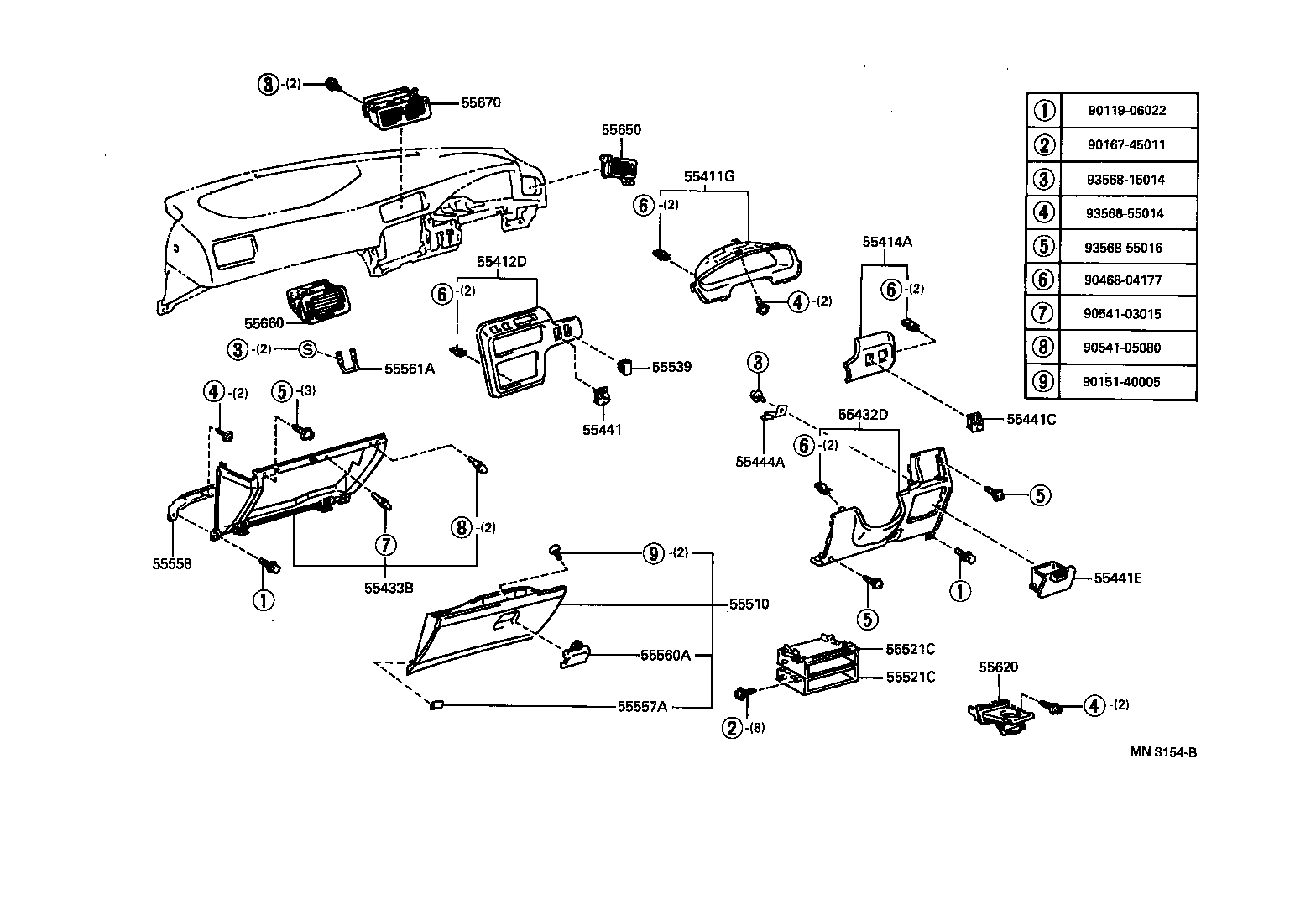 55307-12290 BRACE SUB-ASSY, INSTRUMENT PANEL, NO.2 product image