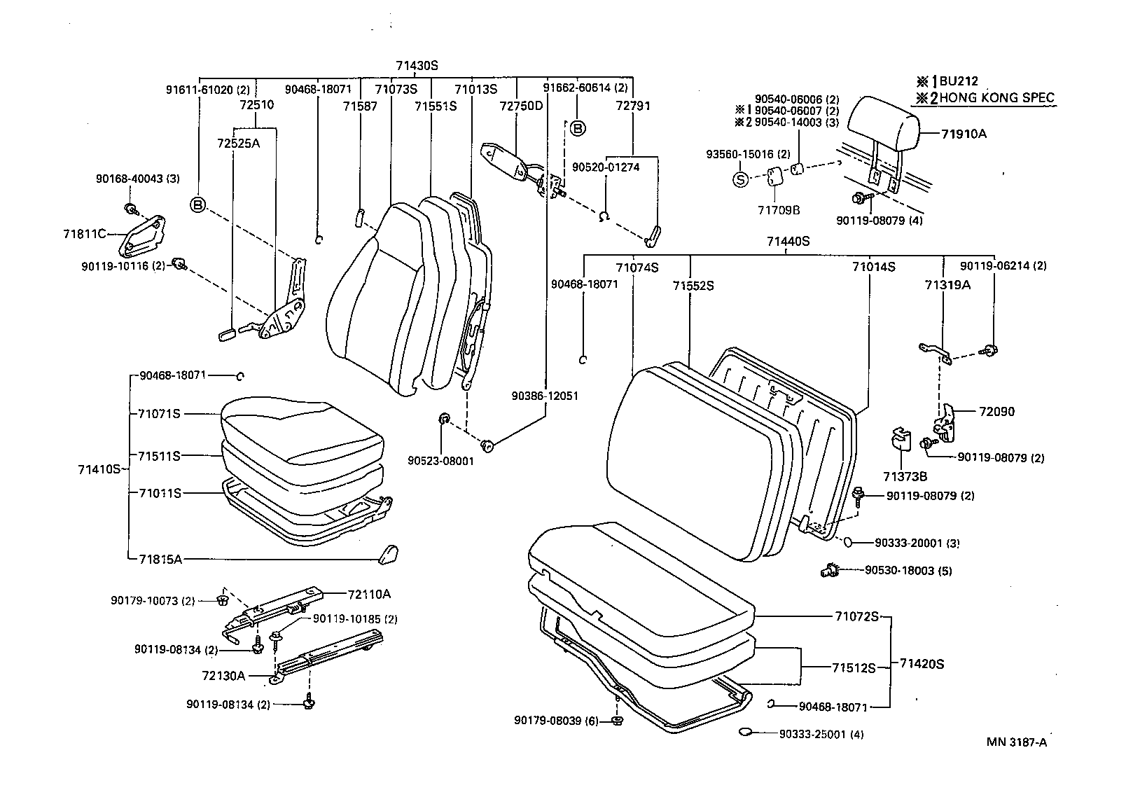 71501-37010 PAD, FRONT SEAT CUSHION, RH(FOR SEPARATE TYPE) product image