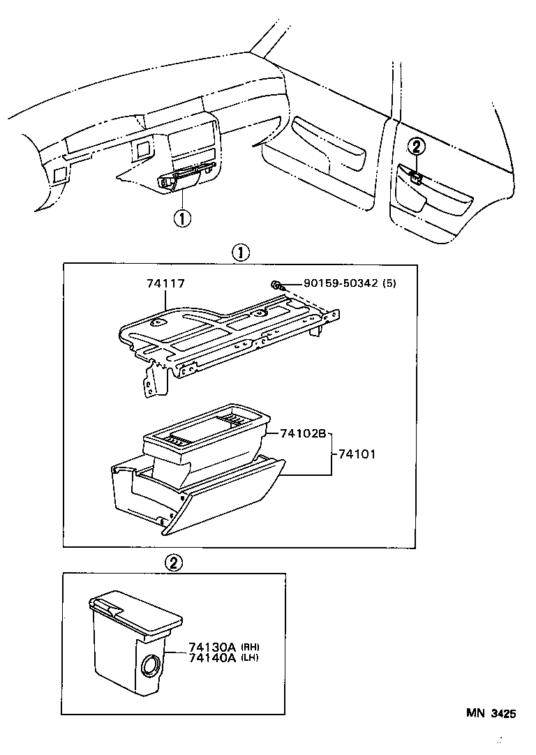 74102-30160 BOX SUB-ASSY, FRONT ASH RECEPTACLE product image