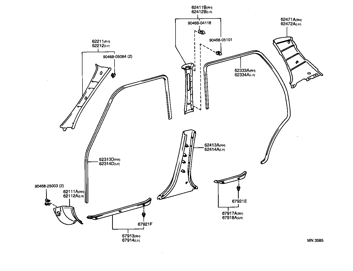 62333-10040-B1 TRIM, REAR DOOR OPENING, RH product image