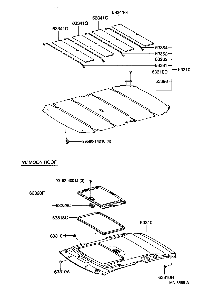 63361-10090 SUPPORT, ROOF HEADLINING, NO.1 product image