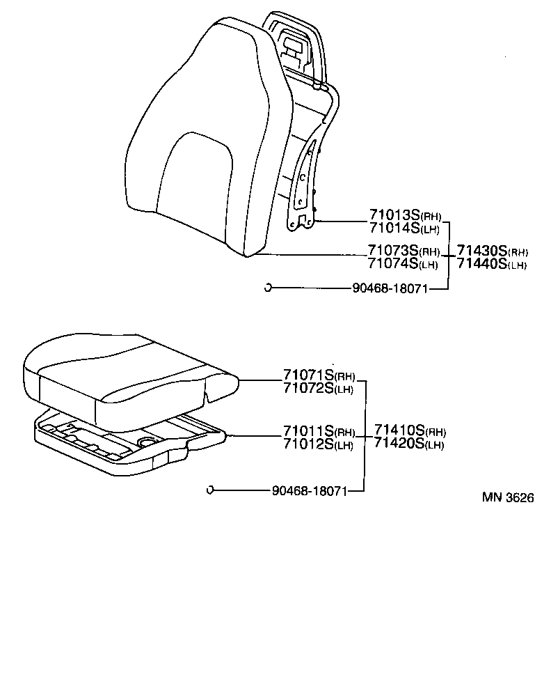 71052-10030 PAD, FRONT SEAT CUSHION, LH (FOR SEPARATE TYPE) product image