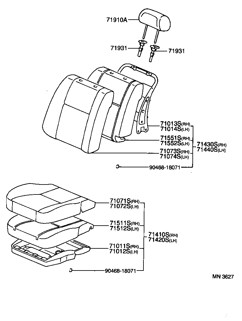71013-10210 FRAME SUB-ASSY, FRONT SEAT BACK, RH product image