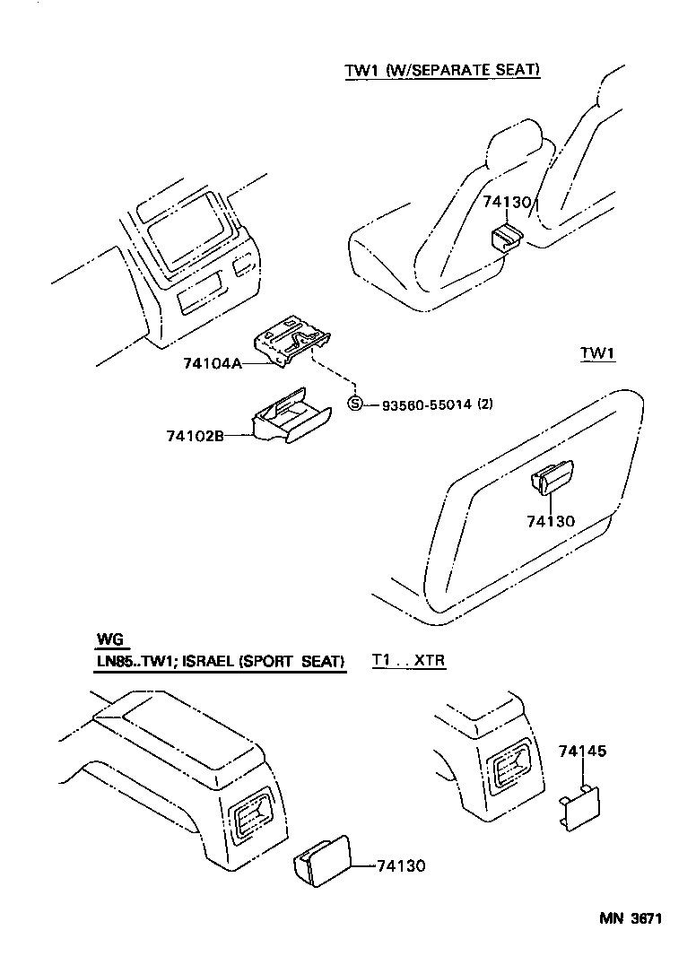 74130-89101-06 RECEPTACLE ASSY, REAR ASH product image