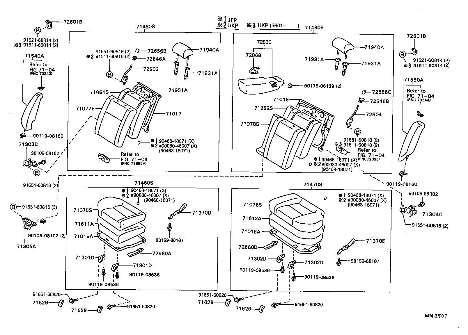71017-05020 FRAME SUB-ASSY, REAR SEAT BACK product image