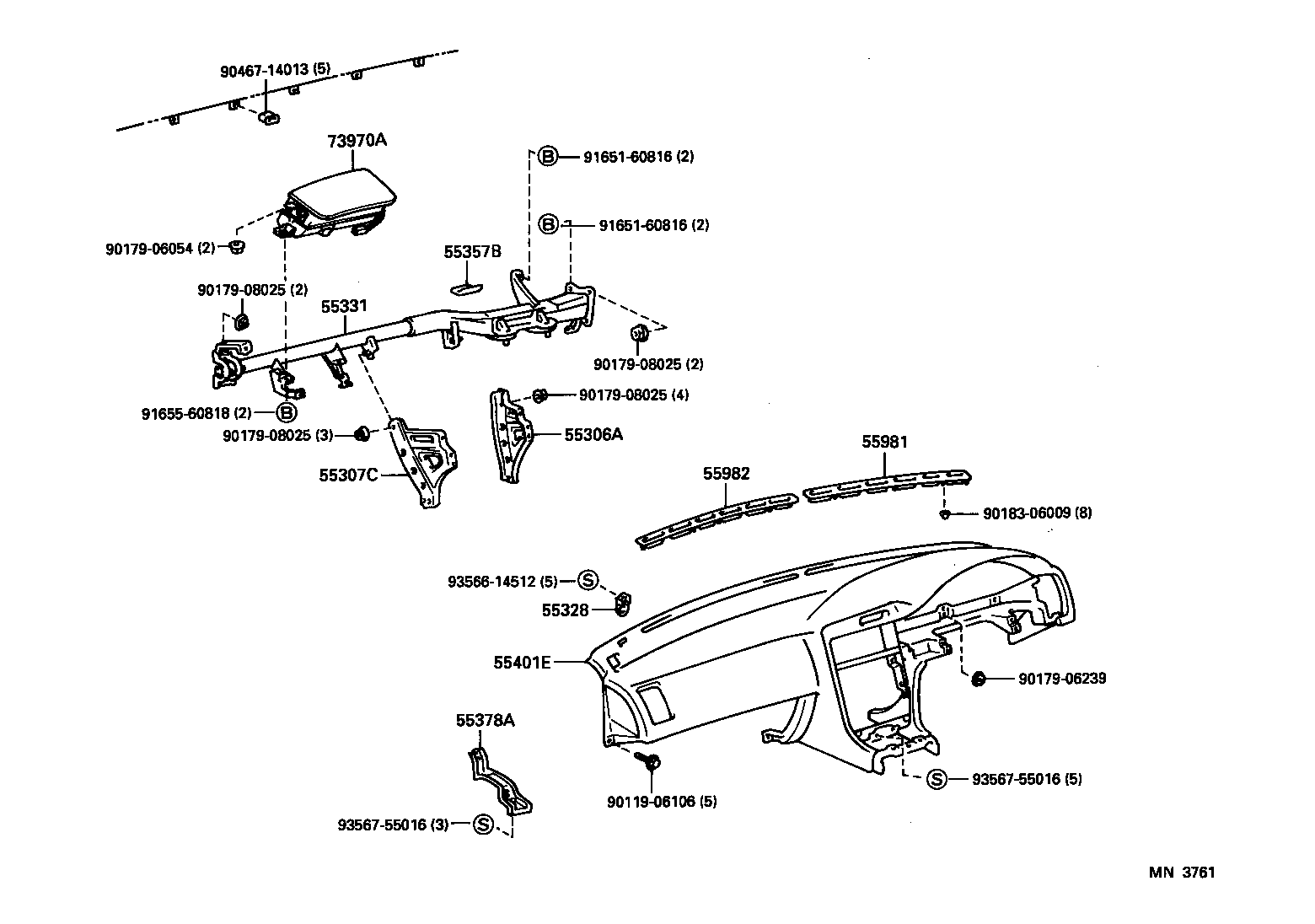 55330-17090 REINFORCEMENT, INSTRUMENT PANEL product image