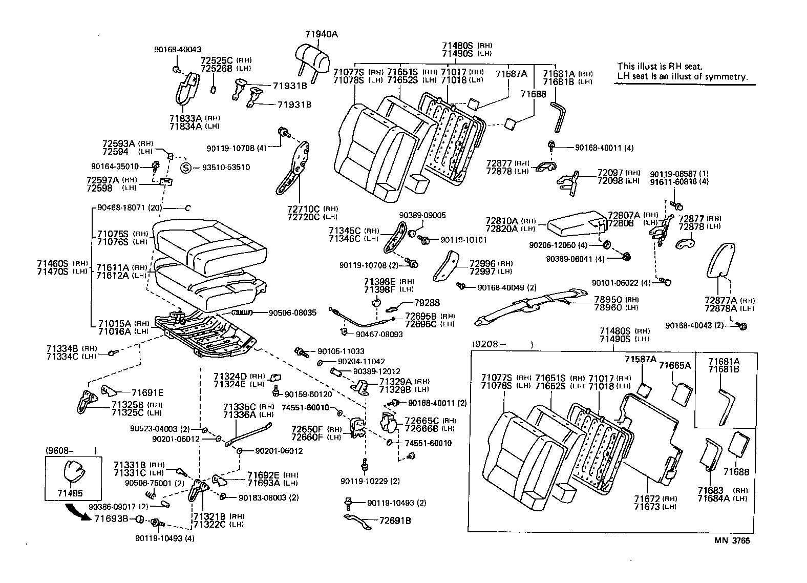 71630-60041 SPRING ASSY, FRONT SEAT BACK, RH(FOR SEPARATE TYPE) product image