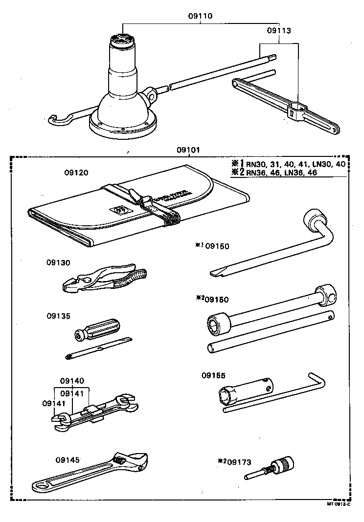 09101-26201 TOOL SET, STANDARD W/O JACK product image