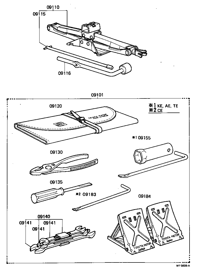 09102-12010 TOOL SET, STANDARD W/O JACK product image