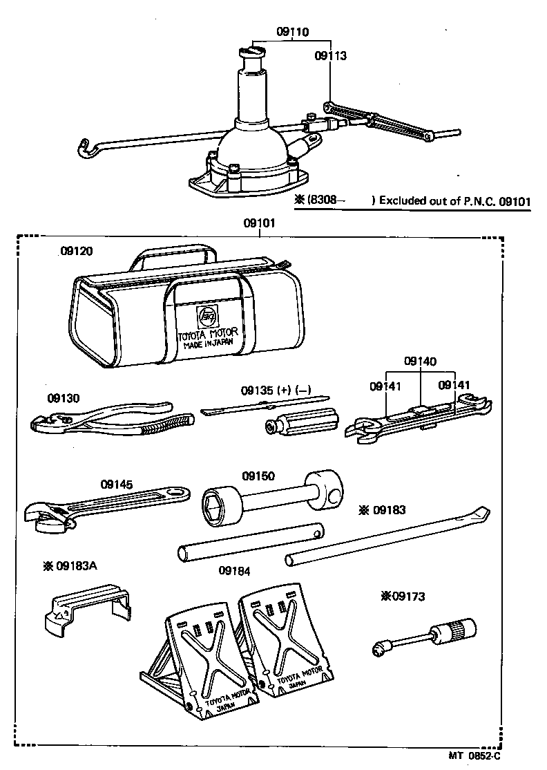 09101-60080 TOOL SET, STANDARD W/O JACK product image