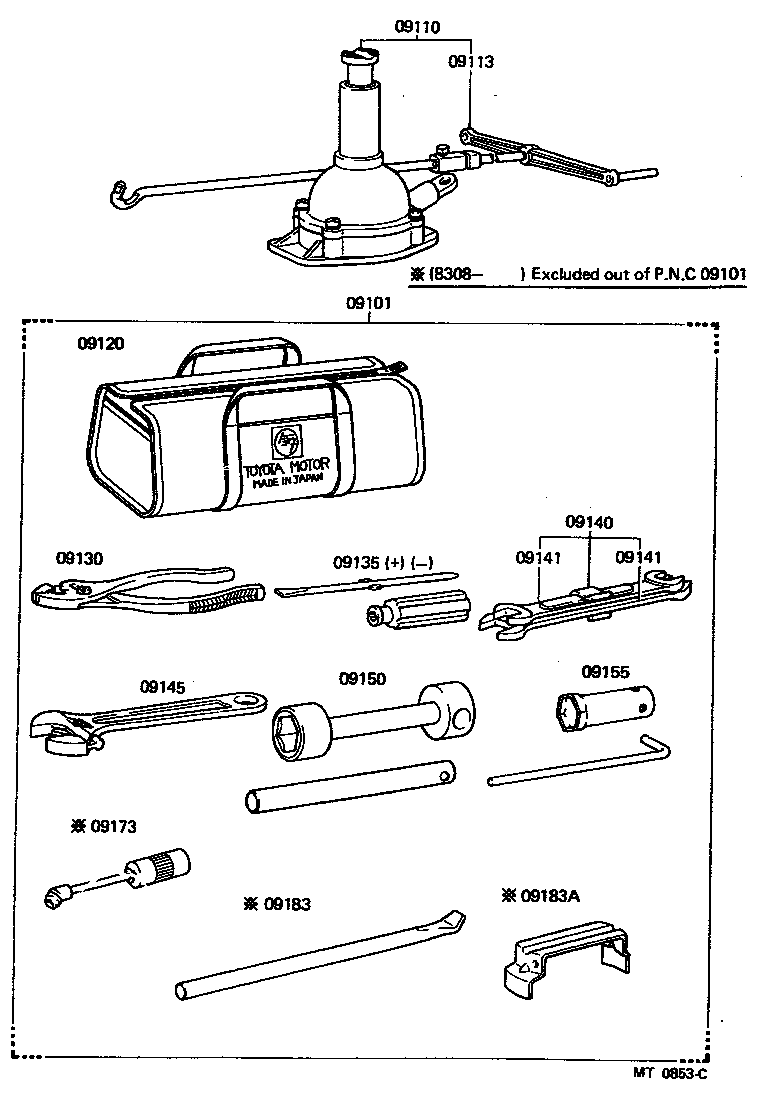 Toyota 09120-60050 BAG, TOOL