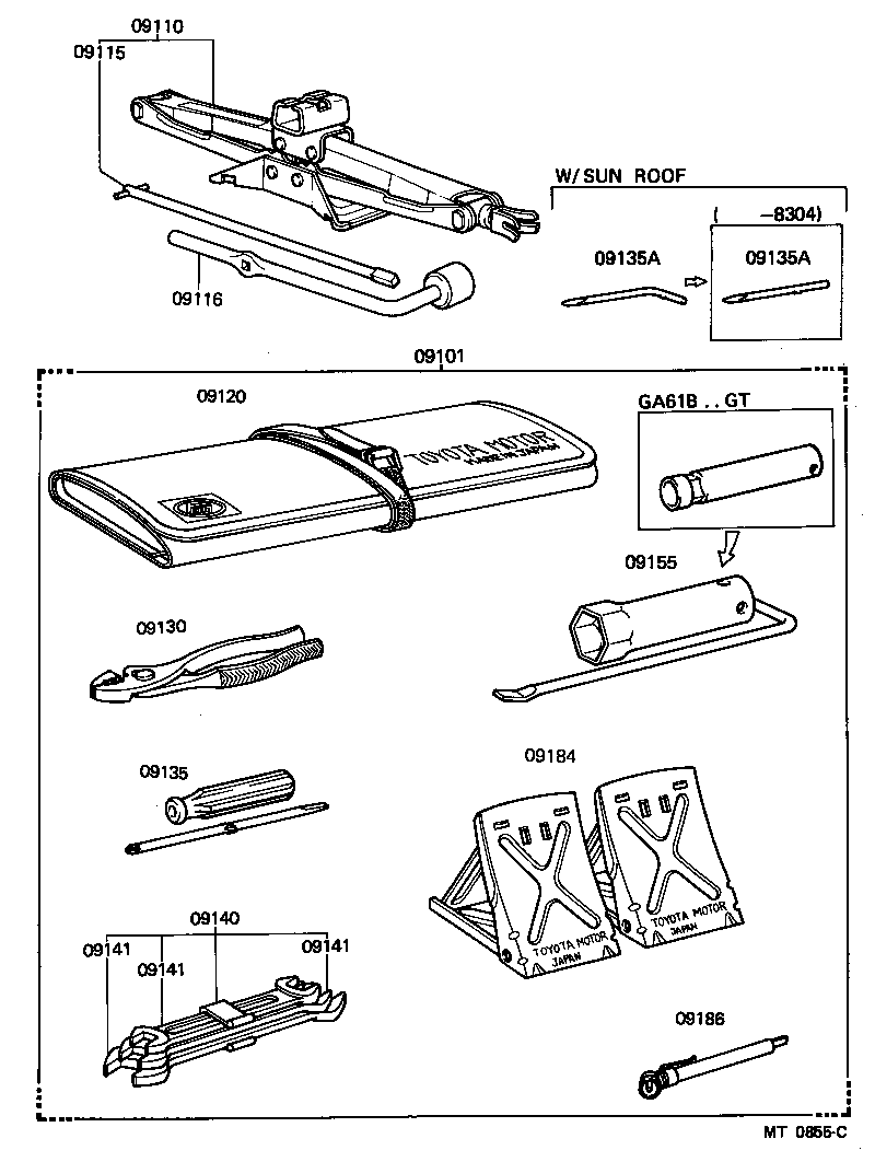 09102-14115 TOOL SET, STANDARD W/O JACK product image