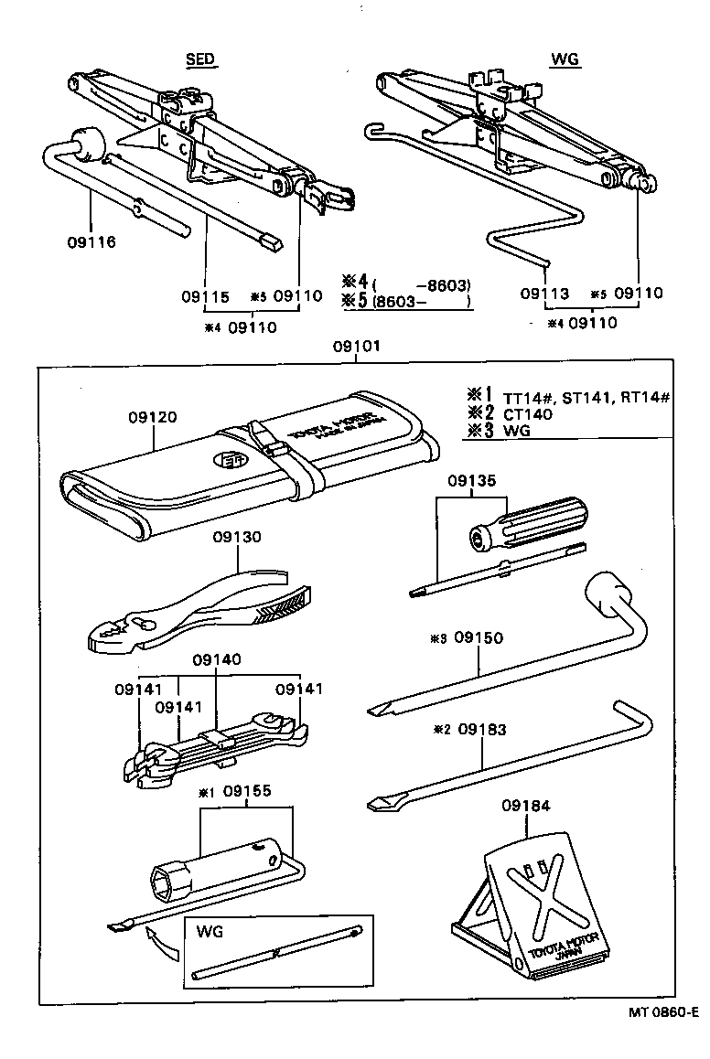 09101-20130 TOOL SET, STANDARD W/O JACK product image