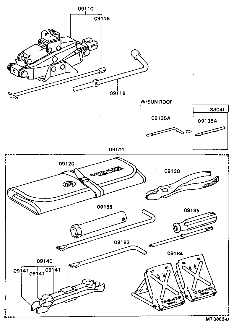09102-32010 TOOL SET, STANDARD W/O JACK product image