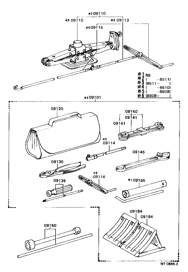 09102-36242 TOOL SET, STANDARD W/O JACK product image