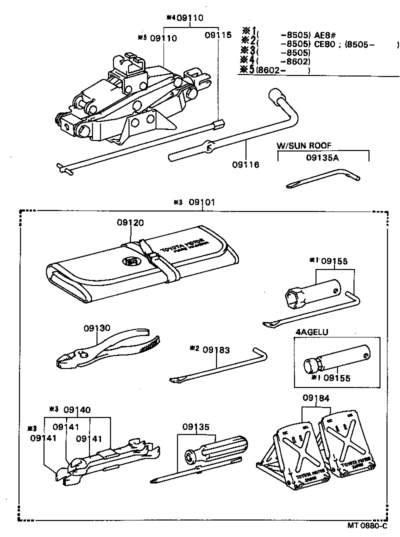 09102-12070 TOOL SET, STANDARD W/O JACK product image