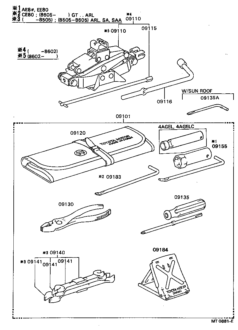 09102-10020 TOOL SET, STANDARD W/O JACK product image