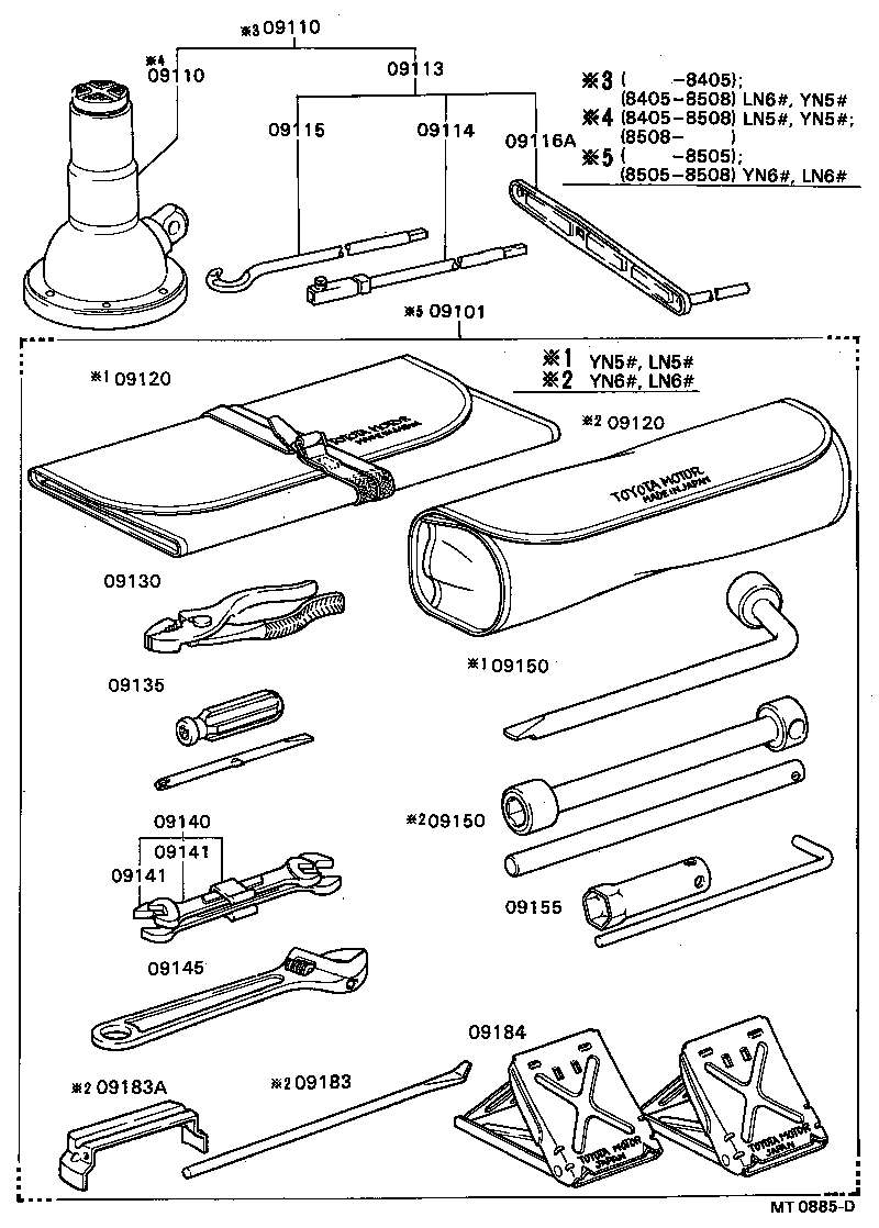 09101-35250 TOOL SET, STANDARD W/O JACK product image