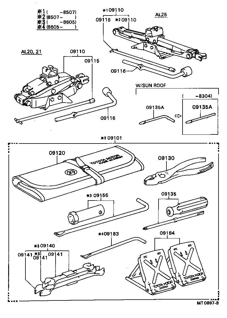 09102-12074 TOOL SET, STANDARD W/O JACK product image