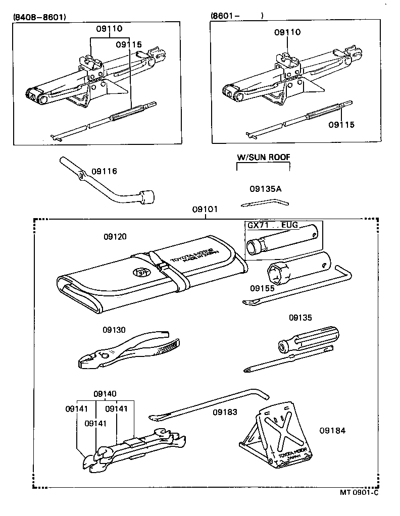 09102-22010 TOOL SET, STANDARD W/O JACK product image