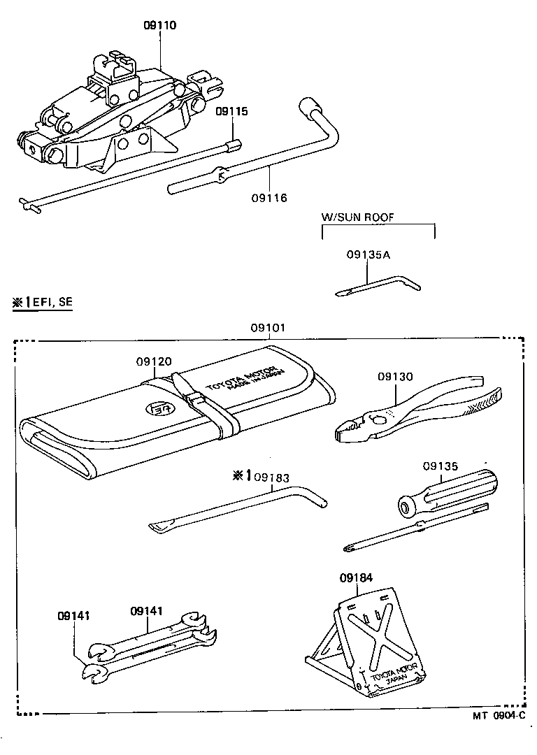 09102-10060 TOOL SET, STANDARD W/O JACK product image