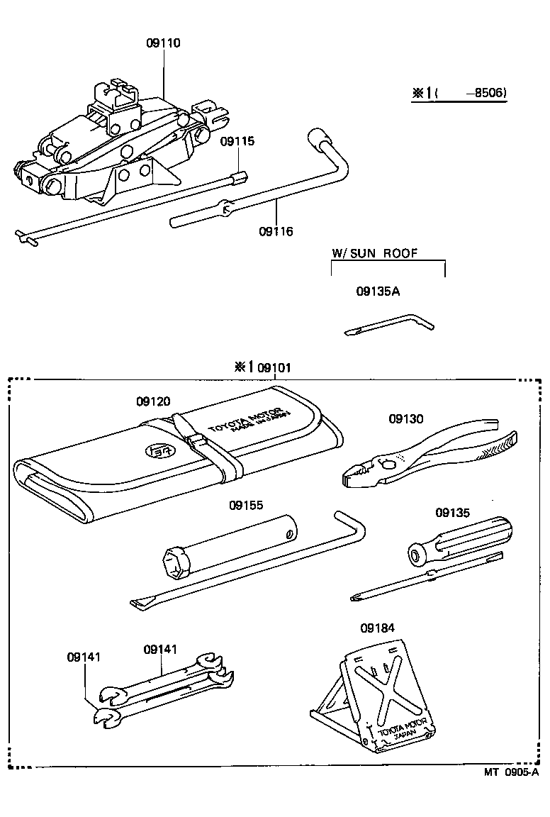 09102-10050 TOOL SET, STANDARD W/O JACK product image