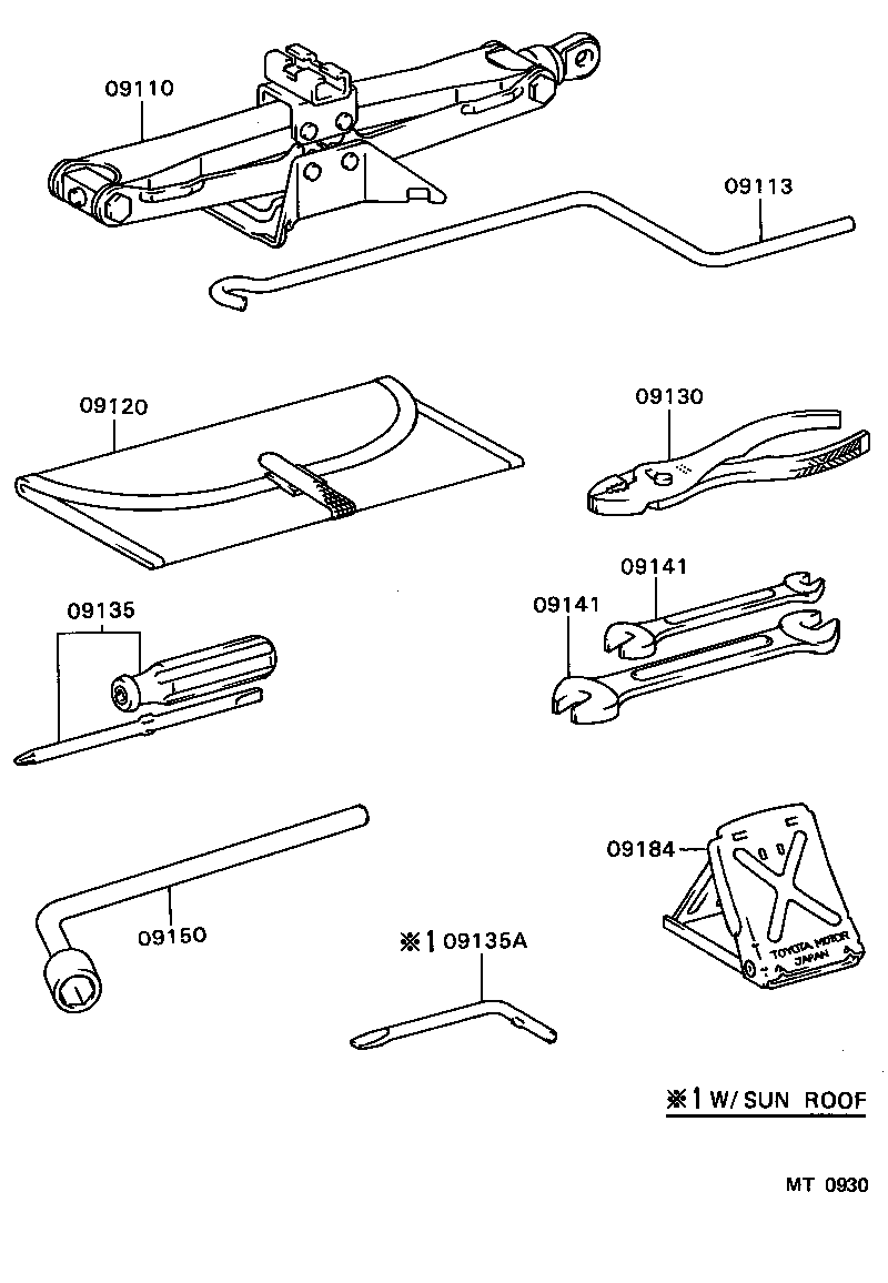 09102-10060 TOOL SET, STANDARD W/O JACK product image