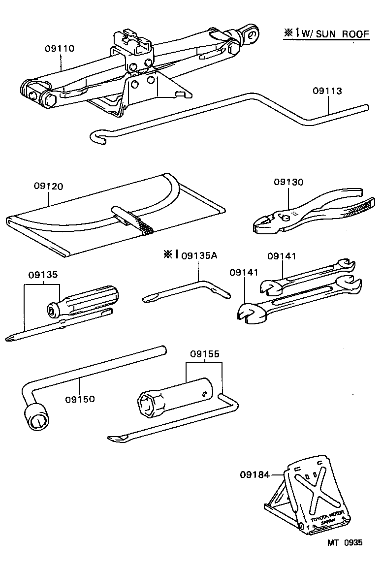 09102-10050 TOOL SET, STANDARD W/O JACK product image