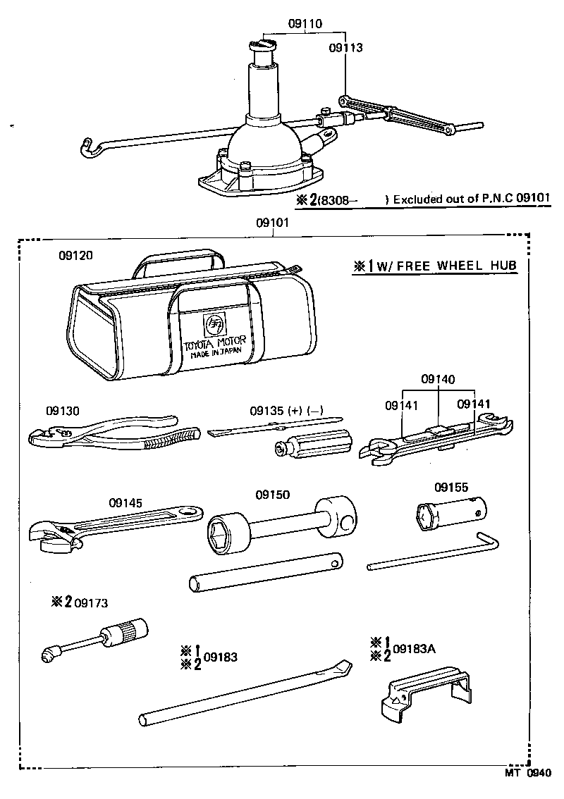 09101-60243 TOOL SET, STANDARD W/O JACK product image
