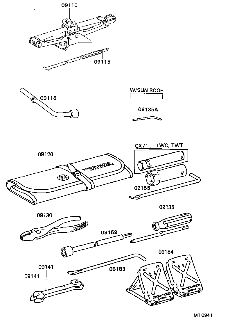 09159-22010 WRENCH, SPARE WHEEL CARRIER product image