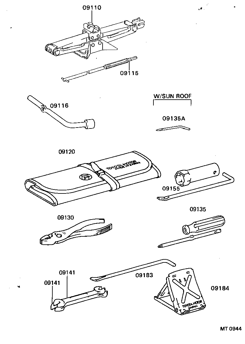 09102-22010 TOOL SET, STANDARD W/O JACK product image