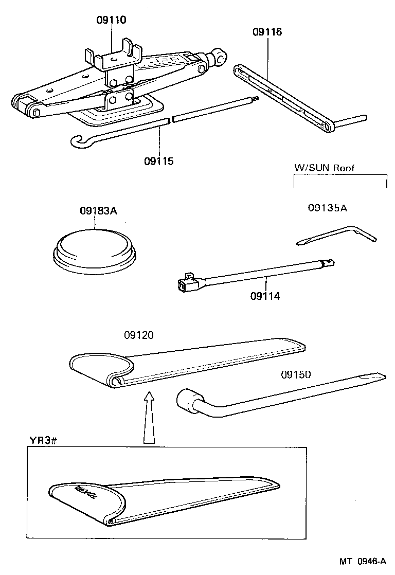 Toyota 09115-28030 ROD SUB-ASSY, JACK HANDLE