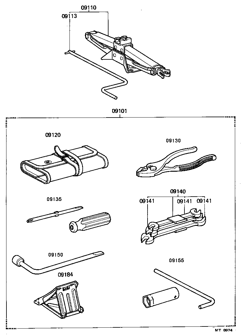 09102-16020 TOOL SET, STANDARD W/O JACK product image