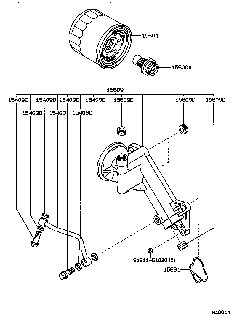 15431-64030 PIPE OR HOSE, OIL FILTER OUTLET product image