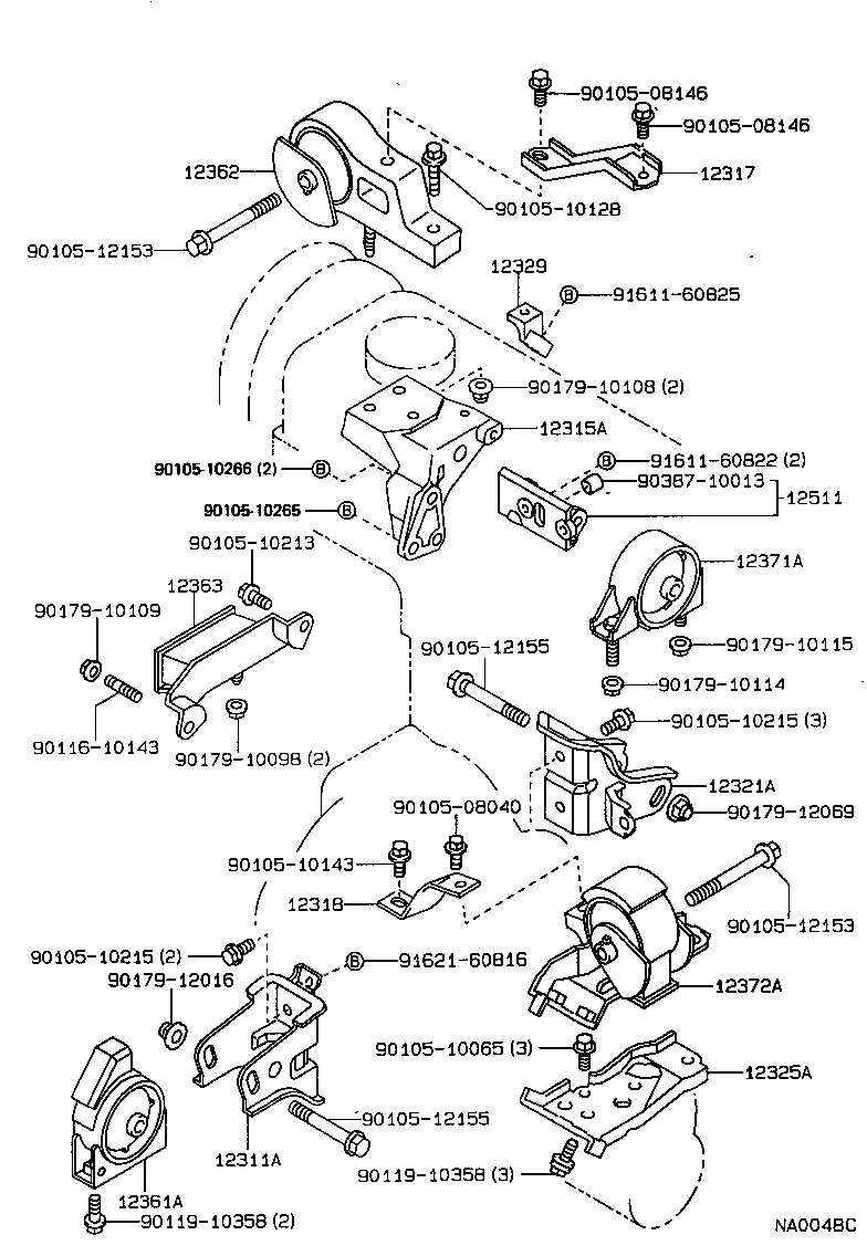 12361-64150 INSULATOR, ENGINE MOUNTING, FRONT(FOR TRANSVERSE ENGINE) product image