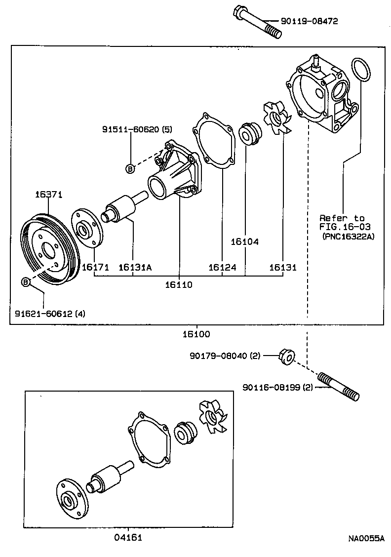 Toyota 16100-19225 PUMP ASSY, ENGINE WATER