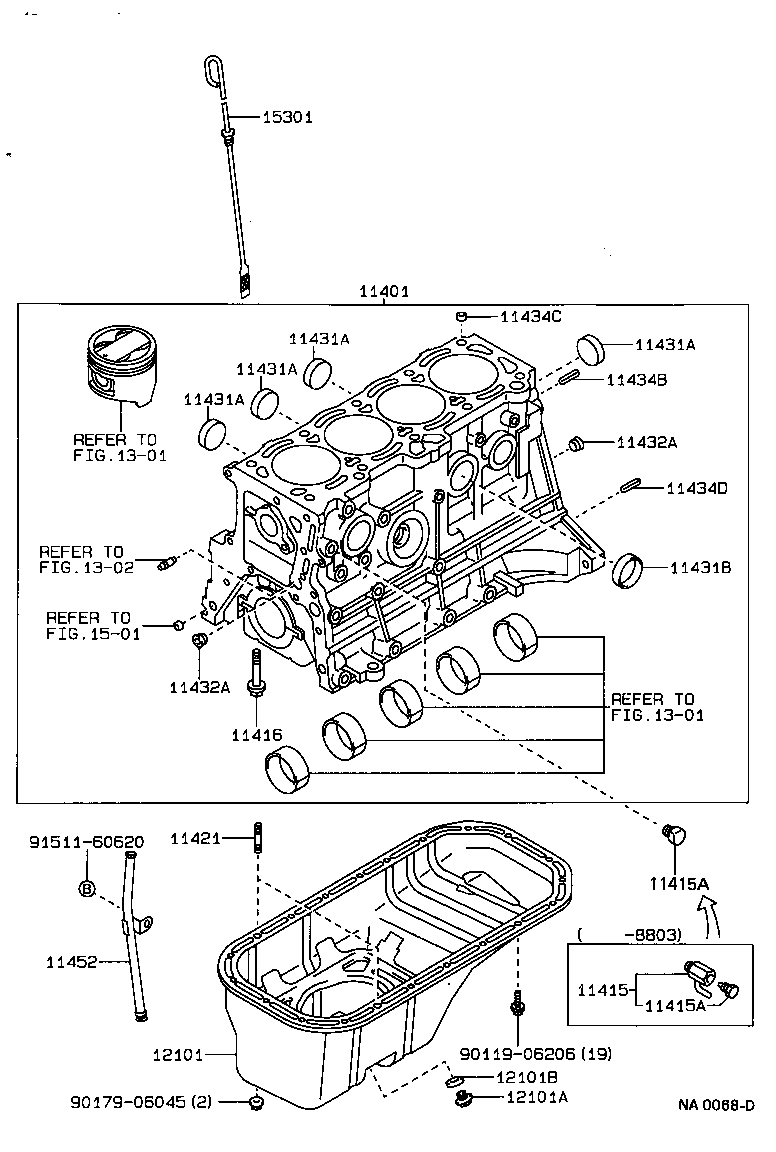 Toyota 15301-16041 GAGE SUB-ASSY, OIL LEVEL