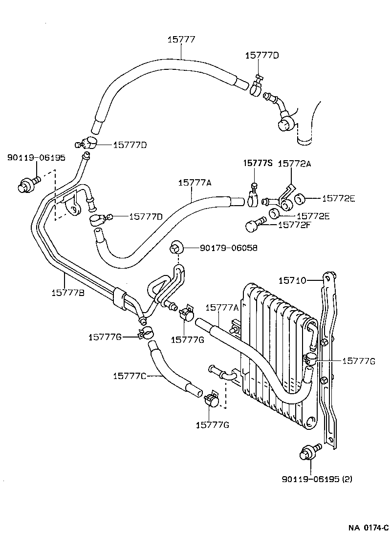 Toyota 15767-16080 PIPE, OIL COOLER